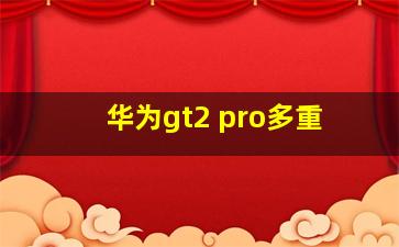 华为gt2 pro多重